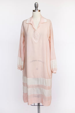 1920s Antique Dress Striped Silk Pink S