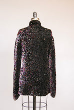 Load image into Gallery viewer, 1970s Cardigan Sequin Chunk Wool Knit Sweater M