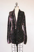 Load image into Gallery viewer, 1970s Cardigan Sequin Chunk Wool Knit Sweater M