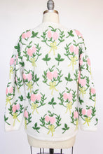 Load image into Gallery viewer, 1960s Cardigan Sweater Embroidered Floral Wool M