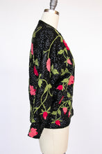 Load image into Gallery viewer, 1960s Cardigan Floral Sequin Embellished Wool Knit Sweater S