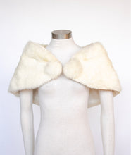 Load image into Gallery viewer, 1950s Fur Stole White Rabbit Plush Fluffy Wrap XS