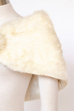 Load image into Gallery viewer, 1950s Fur Stole White Rabbit Plush Fluffy Wrap XS