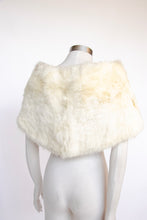 Load image into Gallery viewer, 1950s Fur Stole White Rabbit Plush Fluffy Wrap XS