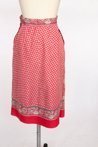 1940s Skirt Cotton Paisley Printed S