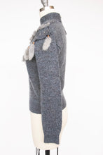 Load image into Gallery viewer, 1980s Sweater Rabbit Trimmed Cropped Knit S