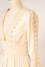 Load image into Gallery viewer, Vintage 1970s Gunne Sax Dress Maxi Coton Lace sz 11