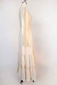 Vintage 1970s Gunne Sax Dress Maxi Coton Lace sz 11