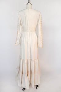 Vintage 1970s Gunne Sax Dress Maxi Coton Lace sz 11