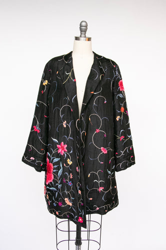 1920s Chinese Embroidered Floral Jacket Deco