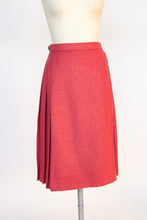 Load image into Gallery viewer, 1970s Wool Wrap Skirt Mauve Pleated Buckles S