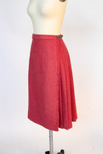 Load image into Gallery viewer, 1970s Wool Wrap Skirt Mauve Pleated Buckles S