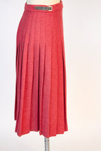 Load image into Gallery viewer, 1970s Wool Wrap Skirt Mauve Pleated Buckles S