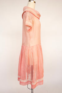 1920s Dress Sheer Organza Pink XS / S