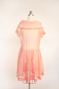 1920s Dress Sheer Organza Pink XS / S