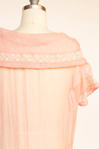 1920s Dress Sheer Organza Pink XS / S