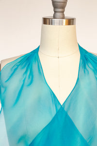 1970s Tie Top Sheer Chiffon Cropped Halter Overlay