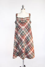 Load image into Gallery viewer, 1970s Jumper Dress Plaid Chevron Shift M