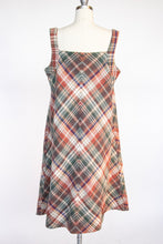 Load image into Gallery viewer, 1970s Jumper Dress Plaid Chevron Shift M