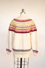 Load image into Gallery viewer, 1960s Norwegian Sweater Wool Knit Cardigan M