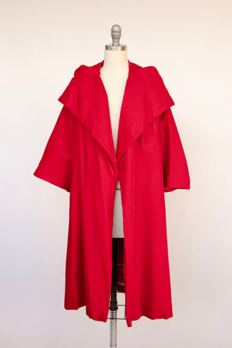 1950s Velvet Swing Coat Red Jacket L / M