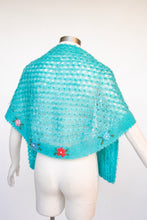 Load image into Gallery viewer, 1960s Wool Mohair Knit Shawl Floral Wrap