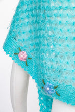 Load image into Gallery viewer, 1960s Wool Mohair Knit Shawl Floral Wrap