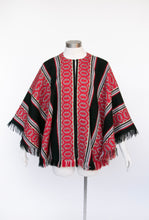 Load image into Gallery viewer, 1970s Cape Woven Fringe Poncho Wool