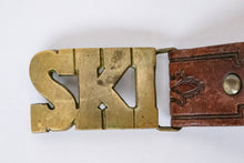 Load image into Gallery viewer, 1970s Belt Brass Buckle Ski Tooled Leather