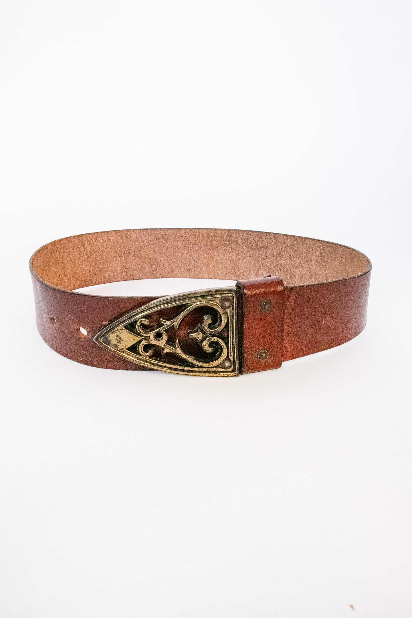 1950s Belt Brown Leather Waist Cinch XS