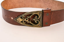 Load image into Gallery viewer, 1950s Belt Brown Leather Waist Cinch XS