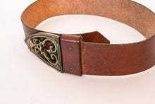 Load image into Gallery viewer, 1950s Belt Brown Leather Waist Cinch XS