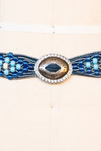 Load image into Gallery viewer, 1990s Belt Blue Suede Beaded Fringe South Western Leather Concho