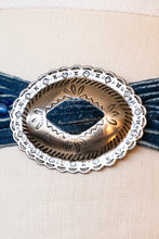 Load image into Gallery viewer, 1990s Belt Blue Suede Beaded Fringe South Western Leather Concho