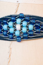 Load image into Gallery viewer, 1990s Belt Blue Suede Beaded Fringe South Western Leather Concho