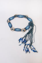 Load image into Gallery viewer, 1990s Belt Blue Suede Beaded Fringe South Western Leather Concho