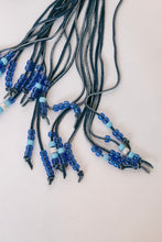 Load image into Gallery viewer, 1990s Belt Blue Suede Beaded Fringe South Western Leather Concho