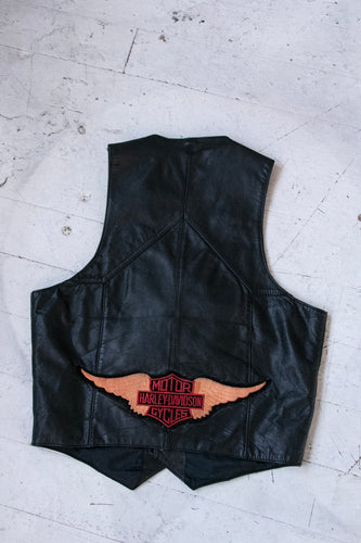 1970s Leather Vest Top Harley Davidson M/S