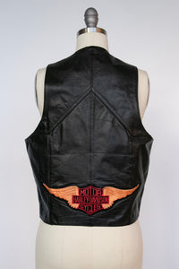 1970s Leather Vest Top Harley Davidson M/S