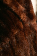 Load image into Gallery viewer, 1950s Fur Stole Mink Brown Plush Fluffy Wrap Caplet