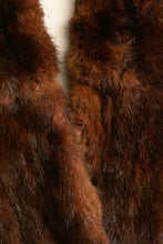 Load image into Gallery viewer, 1950s Fur Stole Mink Brown Plush Fluffy Wrap Caplet