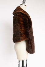 Load image into Gallery viewer, 1950s Fur Stole Mink Brown Plush Fluffy Wrap Caplet