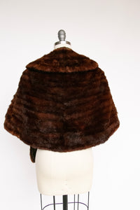 1950s Fur Stole Mink Brown Plush Fluffy Wrap Caplet