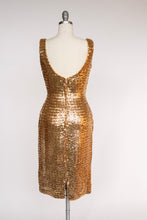 Load image into Gallery viewer, 1950s Wiggle Dress Gold Sequin Hourglass S