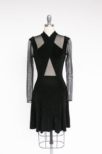 1990s Tadashi Dress Sheer Cut Out Body Con S