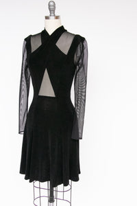 1990s Tadashi Dress Sheer Cut Out Body Con S