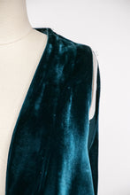 Load image into Gallery viewer, 1960s Vest Velvet Emerald Blue Waistcoat M