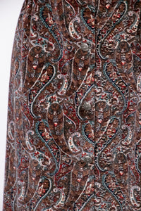 1970s Velvet Maxi Full Skirt Printed Paisley S