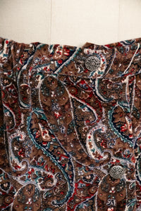 1970s Velvet Maxi Full Skirt Printed Paisley S