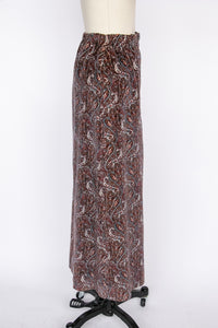 1970s Velvet Maxi Full Skirt Printed Paisley S